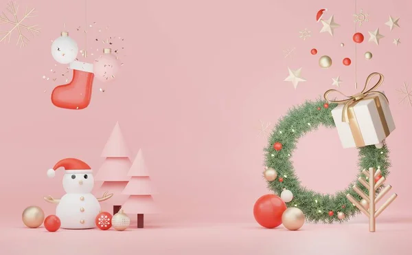 Display Scene Voor Product Cosmetische Presentatie Met Vrolijk Kerstfeest Gelukkig — Stockfoto