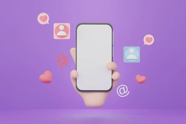 Render Minimal Cep Telefonu Akıllı Telefonu Beyaz Fotokopi Alanı Yaratıcı — Stok fotoğraf