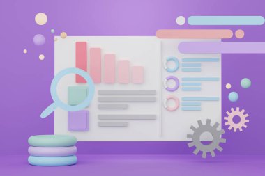3D SEO verisini analiz et. Web pankartı için kullanıcı arayüzü ve maket. Gelecek planlama için iş grafikleri. Yatırım yönetimi ve finansal yenilikler.
