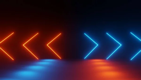 Renderização Luz Néon Rgb Fundo Escuro Linhas Laser Abstratas Mostram — Fotografia de Stock