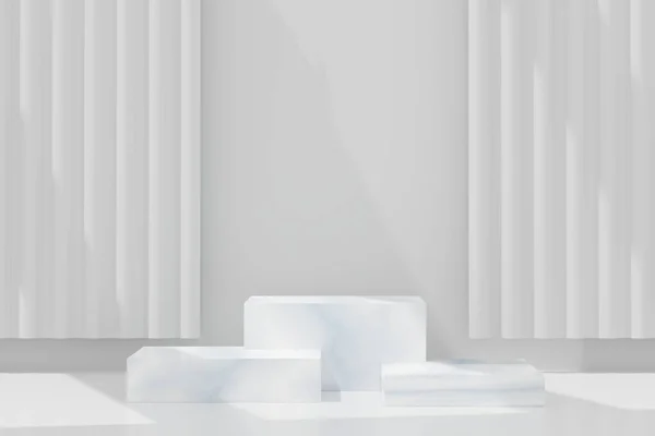Abstrakter Hintergrund Weißes Podium Für Produktpräsentation Und Markenwerbung Mit Schatten — Stockfoto