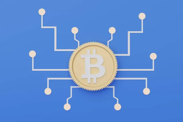 Diğer Ağa Bağlanan Bitcoin Yorumlayıcısı Engelleme Zinciri Sistem Bağlantısı Kavramı — Stok fotoğraf