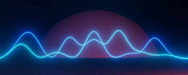 Визуализация Футуристического Ретро Ландшафта Неонового Света Фоне Темноты Абстрактные Лазерные — стоковое фото