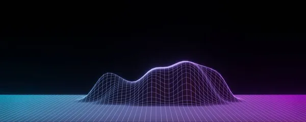 Återgivning Futuristiska Retro Landskap Neon Ljus Mörker Bakgrund Abstrakt Laser — Stockfoto