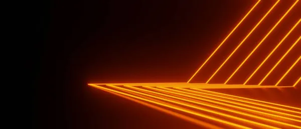 Renderização Luz Néon Rgb Fundo Escuro Linhas Laser Abstratas Mostram — Fotografia de Stock