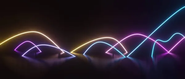 Rendu Lumière Néon Rvb Sur Fond Obscurité Des Lignes Laser — Photo