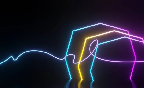 Візуалізація Rgb Неонового Світла Фоні Темряви Абстрактні Лазерні Лінії Показують — стокове фото