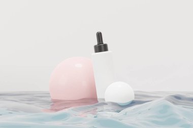 3 boyutlu boş kozmetik cilt ürünleri ya da paketleme modeli. Güzellik sabunu ve spa konsepti. Cilt sağlığı için losyon yağı nemlendirici. Markalaşma için kaliteli ve lüks tasarım.