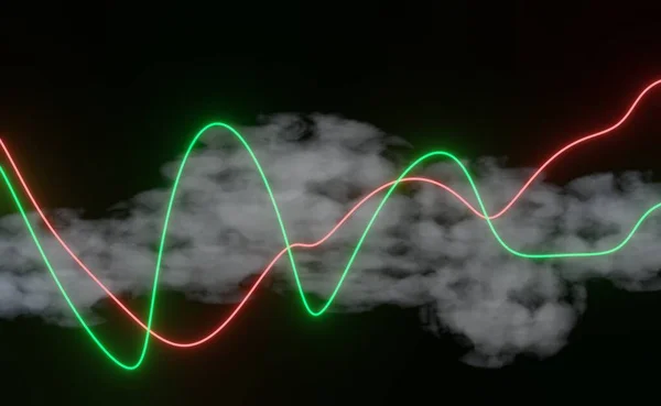 Рендеринг Неонового Света Rgb Фоне Темноты Абстрактные Лазерные Линии Показывают — стоковое фото