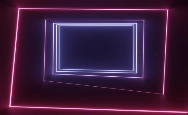 Vykreslení Neonového Světla Rgb Pozadí Tmy Abstraktní Laserové Čáry Ukazují — Stock fotografie