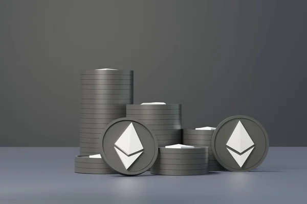 Render Stack Cryptocurrencies Ethereum Eth Cryptocurrency Digital Currency Concept New — 스톡 사진