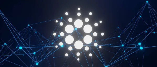 Render Cryptocurrency Cardano Ada Coins Technology Network Neon Laser Light — Foto Stock