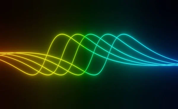 Renderização Luz Néon Rgb Fundo Escuro Linhas Laser Abstratas Mostram — Fotografia de Stock