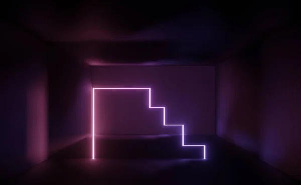 Renderização Luz Néon Rgb Fundo Escuro Linhas Laser Abstratas Mostram — Fotografia de Stock