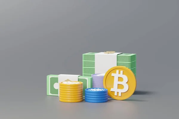 Şifreli Para Yığını Bitcoin Para Diğer Kripto Para Birimleri Şifreli — Stok fotoğraf
