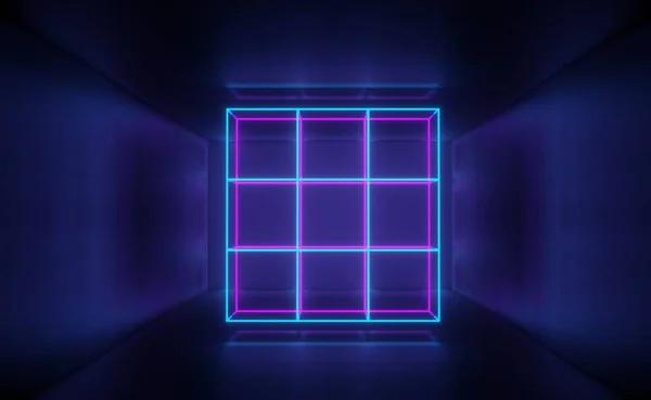 Render Rgb Neon Fény Sötétség Háttér Absztrakt Lézervonalak Éjjel Látszanak — Stock Fotó