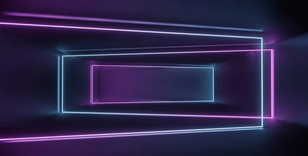 Render Rgb Neon Fény Sötétség Háttér Absztrakt Lézervonalak Éjjel Látszanak — Stock Fotó