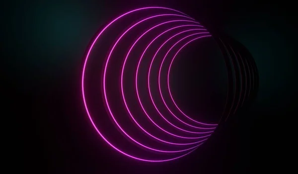 Renderização Luz Néon Rgb Fundo Escuro Linhas Laser Abstratas Mostram — Fotografia de Stock