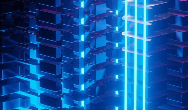 Darstellung Von Rgb Neonlicht Auf Dunklem Hintergrund Abstrakte Laserlinien Zeigen — Stockfoto