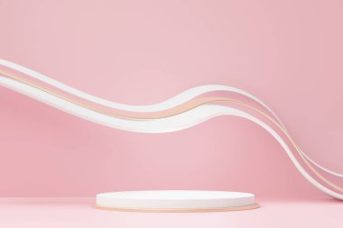 3D sunum ve reklam için soyut podyum platformunu hazırlayın. Temiz dizaynlı minimum sahne arkaplanı. Model için boş kaide. Kozmetik için pastel renkli boş sahne.