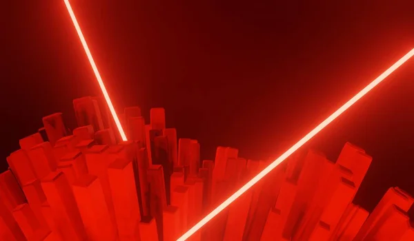 Karanlık Arka Planda Rgb Neon Işığının Boyutlu Görüntüsü Soyut Lazer — Stok fotoğraf