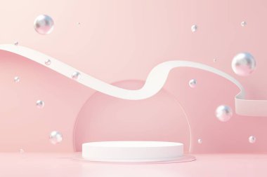 3D sunum ve reklam için soyut podyum platformunu hazırlayın. Temiz dizaynlı minimum sahne arkaplanı. Model için boş kaide. Kozmetik için pastel renkli boş sahne.