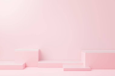 3D sunum ve reklam için soyut podyum platformunu hazırlayın. Temiz dizaynlı minimum sahne arkaplanı. Model için boş kaide. Kozmetik için pastel renkli boş sahne.