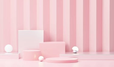 3D sunum ve reklam için soyut podyum platformunu hazırlayın. Temiz dizaynlı minimum sahne arkaplanı. Model için boş kaide. Kozmetik için pastel renkli boş sahne.