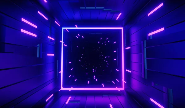 Render Rgb Neon Fény Sötétség Háttér Absztrakt Lézervonalak Éjjel Látszanak — Stock Fotó