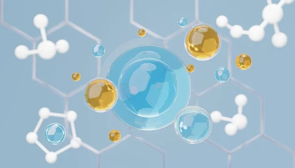 Yan Hücrede Moleküllerde Basit Kimyasal Bağın Boyutlu Oluşturulması Atomlar Iyonlar — Stok fotoğraf