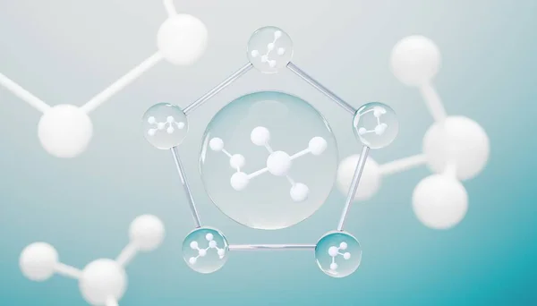 Yan Hücrede Moleküllerde Basit Kimyasal Bağın Boyutlu Oluşturulması Atomlar Iyonlar — Stok fotoğraf