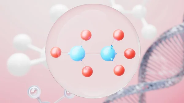 Återgivning Enkel Kemisk Bindning Sidoceller Eller Molekyler Associerade Atomerna Jonerna — Stockfoto