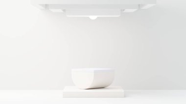 3D sunum ve reklam için soyut podyum platformunu hazırlayın. Temiz dizaynlı minimum sahne arkaplanı. Model için boş kaide. Kozmetik için pastel renkli boş sahne.