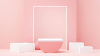 3D sunum ve reklam için soyut podyum platformunu hazırlayın. Temiz dizaynlı minimum sahne arkaplanı. Model için boş kaide. Kozmetik için pastel renkli boş sahne.