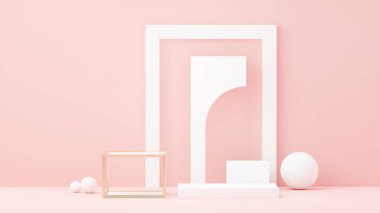 3D sunum ve reklam için soyut podyum platformunu hazırlayın. Temiz dizaynlı minimum sahne arkaplanı. Model için boş kaide. Kozmetik için pastel renkli boş sahne.