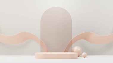 3D sunum ve reklam için soyut podyum platformunu hazırlayın. Temiz dizaynlı minimum sahne arkaplanı. Model için boş kaide. Kozmetik için pastel renkli boş sahne.