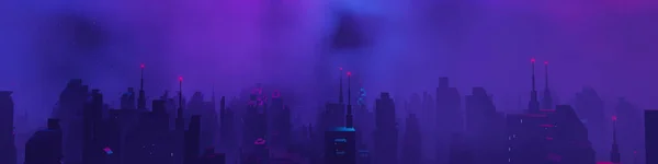 Визуализация Кибер Панк Ночной Городской Пейзаж Концепции Свет Светится Тёмной — стоковое фото