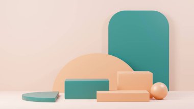 3D sunum ve reklam için soyut podyum platformunu hazırlayın. Temiz dizaynlı minimum sahne arkaplanı. Model için boş kaide. Kozmetik için pastel renkli boş sahne.