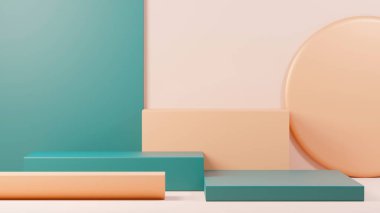 3D sunum ve reklam için soyut podyum platformunu hazırlayın. Temiz dizaynlı minimum sahne arkaplanı. Model için boş kaide. Kozmetik için pastel renkli boş sahne.
