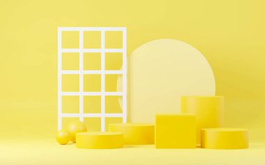 3D sunum ve reklam için soyut podyum platformunu hazırlayın. Temiz dizaynlı minimum sahne arkaplanı. Model için boş kaide. Kozmetik için pastel renkli boş sahne.
