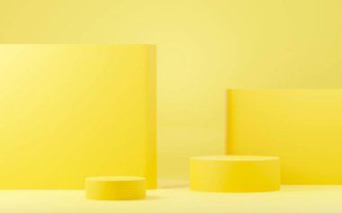 3D sunum ve reklam için soyut podyum platformunu hazırlayın. Temiz dizaynlı minimum sahne arkaplanı. Model için boş kaide. Kozmetik için pastel renkli boş sahne.