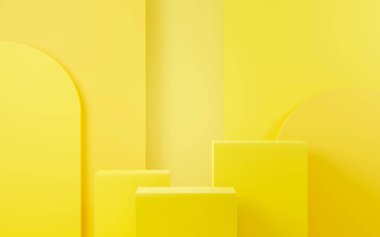 3D sunum ve reklam için soyut podyum platformunu hazırlayın. Temiz dizaynlı minimum sahne arkaplanı. Model için boş kaide. Kozmetik için pastel renkli boş sahne.