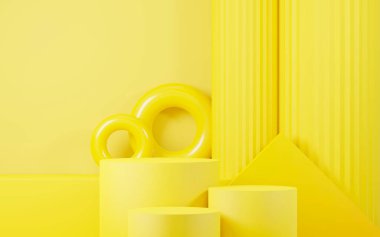 3D sunum ve reklam için soyut podyum platformunu hazırlayın. Temiz dizaynlı minimum sahne arkaplanı. Model için boş kaide. Kozmetik için pastel renkli boş sahne.