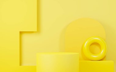 3D sunum ve reklam için soyut podyum platformunu hazırlayın. Temiz dizaynlı minimum sahne arkaplanı. Model için boş kaide. Kozmetik için pastel renkli boş sahne.