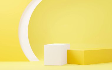 3D sunum ve reklam için soyut podyum platformunu hazırlayın. Temiz dizaynlı minimum sahne arkaplanı. Model için boş kaide. Kozmetik için pastel renkli boş sahne.