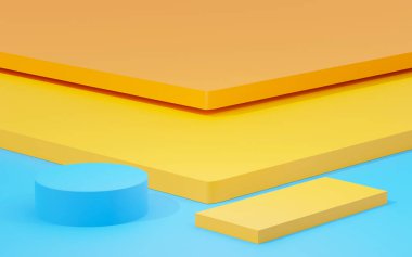 3D sunum ve reklam için soyut podyum platformunu hazırlayın. Temiz dizaynlı minimum sahne arkaplanı. Model için boş kaide. Kozmetik için pastel renkli boş sahne.