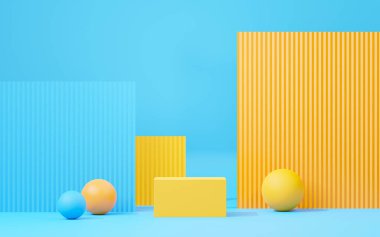 3D sunum ve reklam için soyut podyum platformunu hazırlayın. Temiz dizaynlı minimum sahne arkaplanı. Model için boş kaide. Kozmetik için pastel renkli boş sahne.