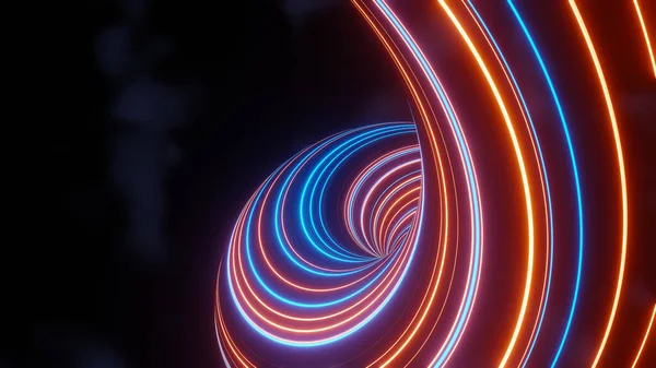 Render Flash Neon Light Glowing Dark Scene Speed Light Tunnel — Stock Photo, Image