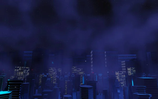 Redare Conceptului Cyber Punk Night City Peisaj Lumină Strălucitoare Scena — Fotografie, imagine de stoc