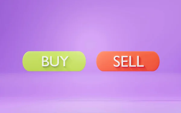 Render Buy Sell Buttons Trading Stock Cryptocurrency Market Trader Theme — Foto de Stock